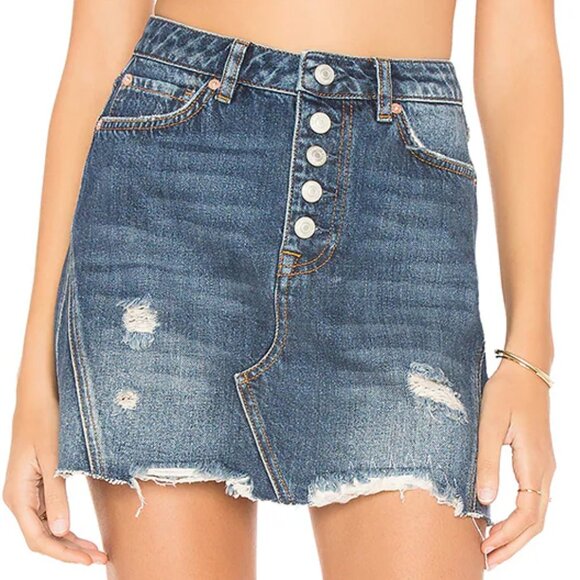 Free People Denim A-Line Mini Skirt - Picture 5 of 12